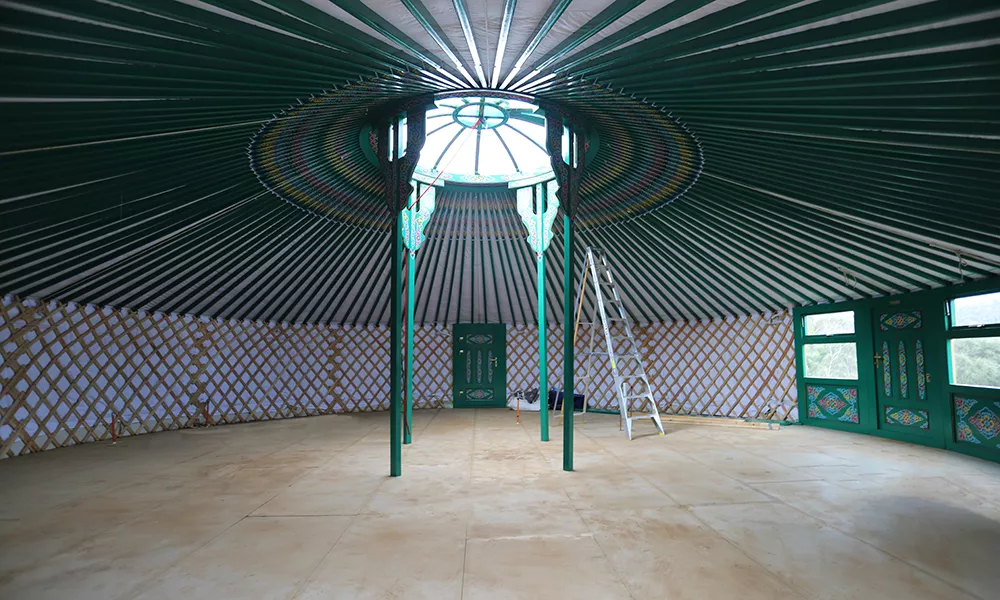 Inside of a large 11m (36ft) yurt