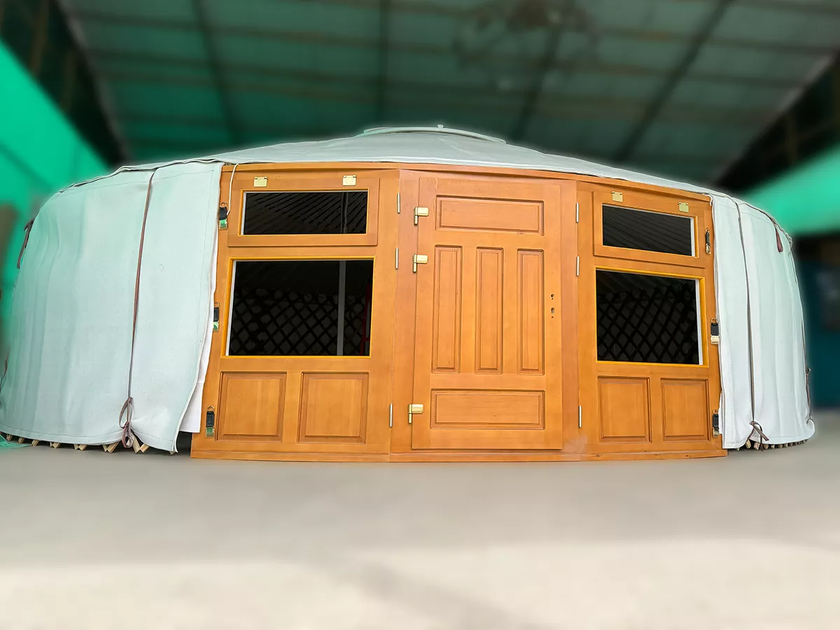 A yurt with felt insulations placed