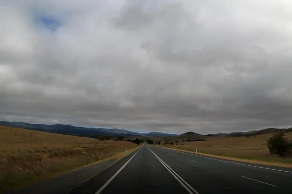 Cooma-Canberra Dashcam snapshot on a road in NSW Australia