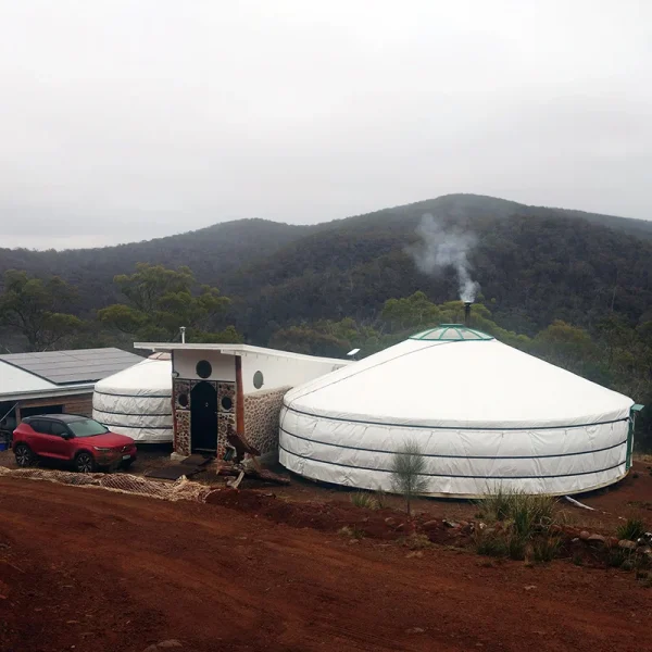 Two yurts in Tasmania Australia Large and small Mongolian yurts in Tasmania Australia
