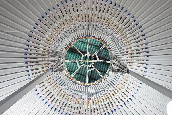 Yurt 25363 4 Mongolian yurt with white interior with traditional motif decoration